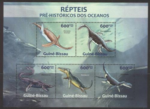 Poštové známky Guinea-Bissau 2013 Moøští dinosaury Mi# 6584-88 Kat 12€