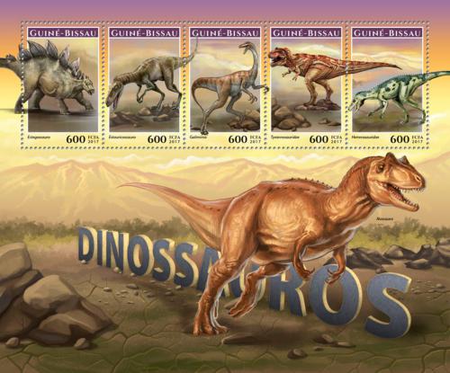 Poštové známky Guinea-Bissau 2017 Dinosaury Mi# 9170-74 Kat 11€