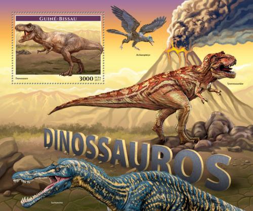 Poštová známka Guinea-Bissau 2017 Dinosaury Mi# Block 1584 Kat 11€
