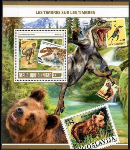 Poštová známka Niger 2017 Dinosaury na známkách Mi# Block 715 Kat 13€