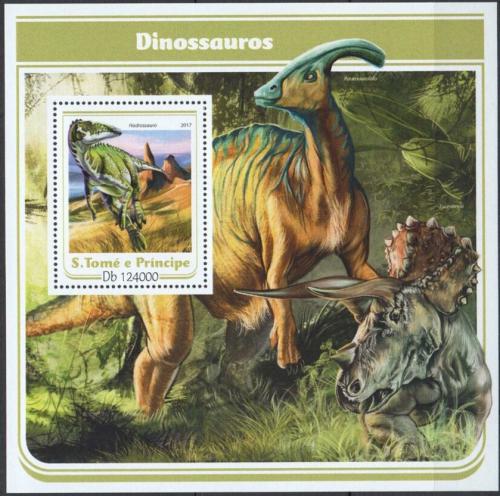 Poštová známka Svätý Tomáš 2017 Dinosaury Mi# Block 1258 Kat 12€