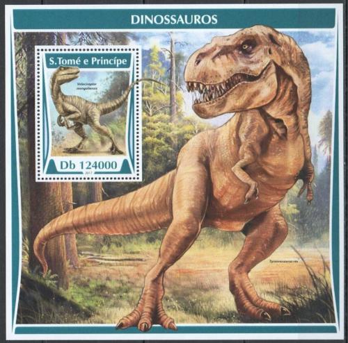 Poštová známka Svätý Tomáš 2017 Dinosaury Mi# Block 1296 Kat 12€