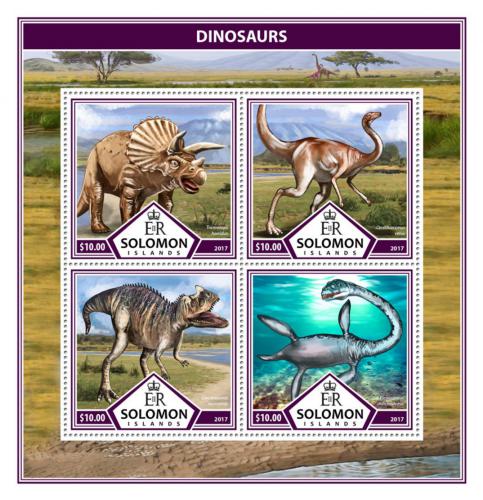 Poštové známky Šalamúnove ostrovy 2017 Dinosaury Mi# 4507-10 Kat 12€