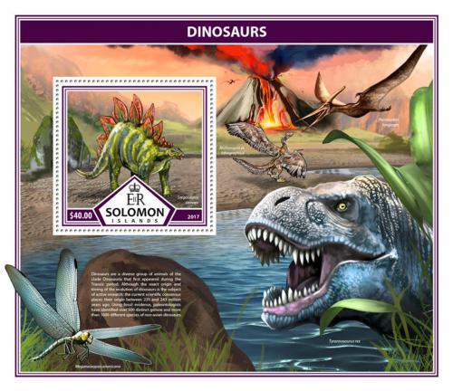 Poštová známka Šalamúnove ostrovy 2017 Dinosaury Mi# Block 652 Kat 12€