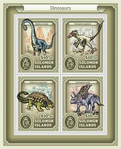 Poštové známky Šalamúnove ostrovy 2017 Dinosaury Mi# 4255-58 Kat 12€