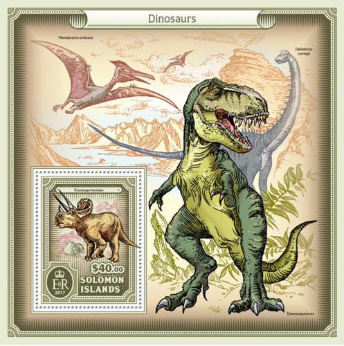 Poštová známka Šalamúnove ostrovy 2017 Dinosaury Mi# Block 603 Kat 12€