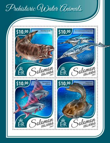 Poštové známky Šalamúnove ostrovy 2017 Vodní dinosaury Mi# 4652-55 Kat 12€