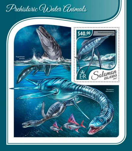 Poštová známka Šalamúnove ostrovy 2017 Vodní dinosaury Mi# Block 681 Kat 12€