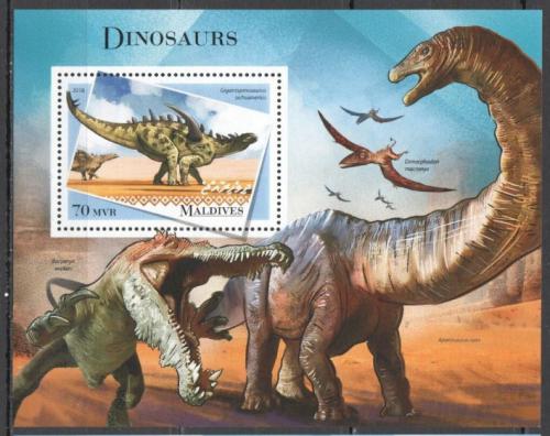Poštová známka Maldivy 2018 Dinosaury Mi# Block 1221 Kat 9€