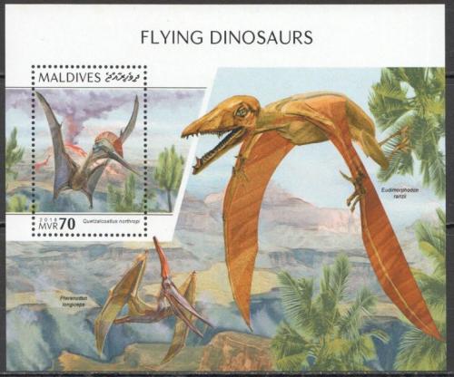 Poštová známka Maldivy 2018 Létající dinosaury Mi# Block 1254 Kat 9€