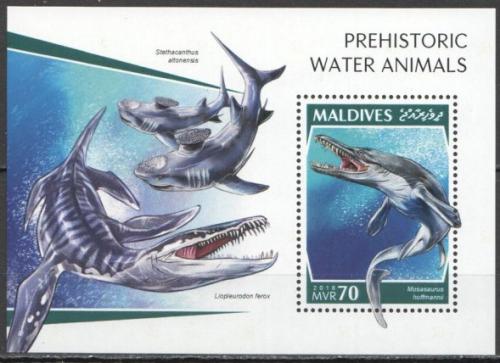 Poštová známka Maldivy 2018 Vodní dinosaury Mi# Block 1268 Kat 9€