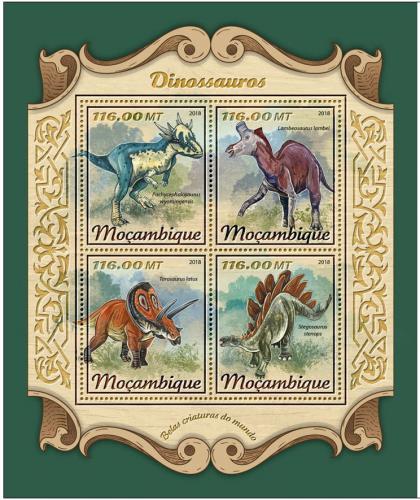 Poštové známky Mozambik 2018 Dinosaury Mi# 9219-22 Kat 25€