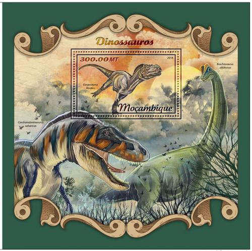 Poštová známka Mozambik 2018 Dinosaury Mi# Block 1284 Kat 17€