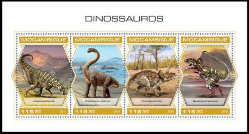 Poštové známky Mozambik 2018 Dinosaury Mi# 9764-67 Kat 25€