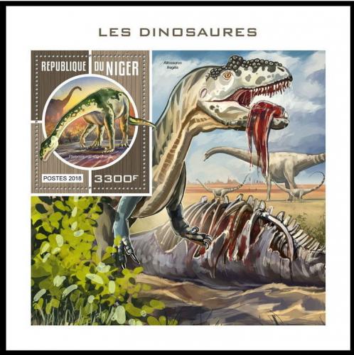 Poštová známka Niger 2018 Dinosaury Mi# Block 827 Kat 13€