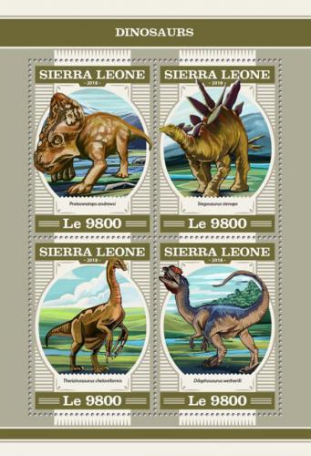 Poštové známky Sierra Leone 2018 Dinosaury Mi# 9449-52 Kat 11€