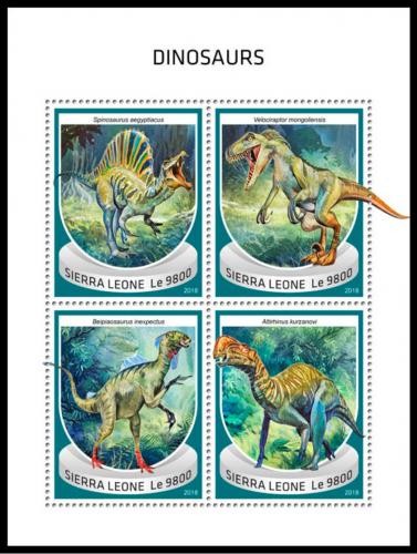 Poštové známky Sierra Leone 2018 Dinosaury Mi# 10051-54 Kat 11€