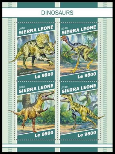Poštové známky Sierra Leone 2018 Dinosaury Mi# 10534-37 Kat 11€