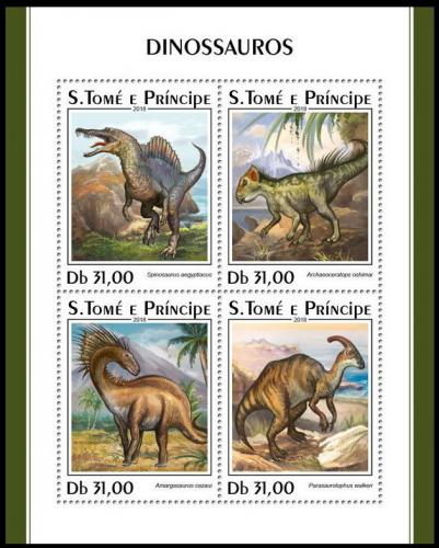 Poštové známky Svätý Tomáš 2018 Dinosaury Mi# 7723-26 Kat 12€