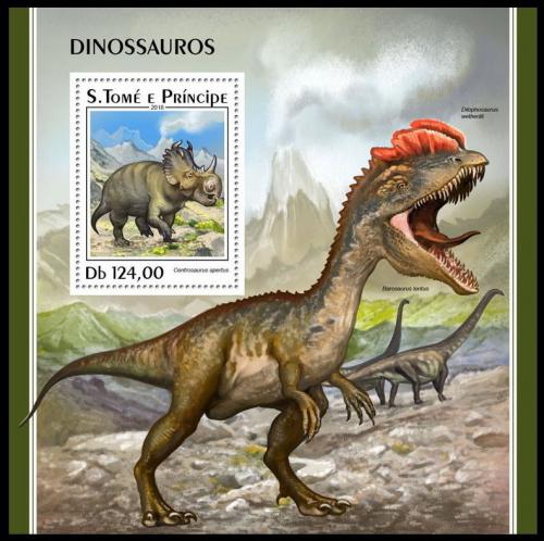 Poštová známka Svätý Tomáš 2018 Dinosaury Mi# Block 1393 Kat 12€