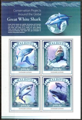 Poštové známky Maldivy 2015 Žralok bílý Mi# 5946-49 Kat 11€