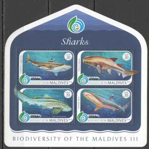 Poštové známky Maldivy 2019 Žraloky Mi# 8139-42 Kat 10€