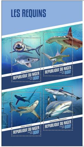 Poštové známky Niger 2018 Žraloky Mi# Mi# 5508-11 Kat 13€