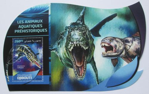 Poštová známka Džibutsko 2016 Vodní dinosaury Mi# 1255 Block