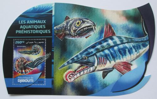 Poštová známka Džibutsko 2016 Vodní dinosaury Mi# 1256 Block