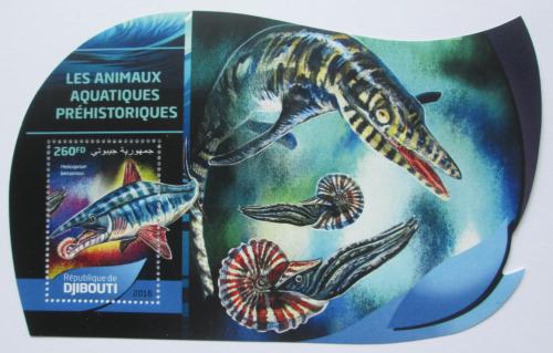 Poštová známka Džibutsko 2016 Vodní dinosaury Mi# 1257 Block