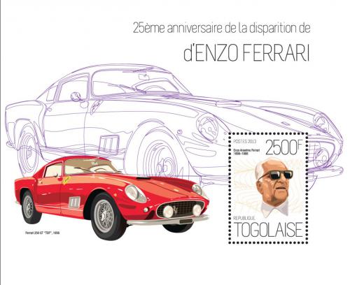 Poštová známka Togo 2013 Ferrari Mi# Block 865 Kat 10€