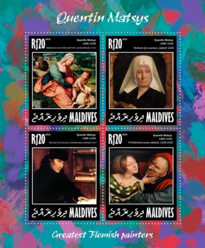 Poštové známky Maldivy 2014 Umenie, Quentin Matsys Mi# 5305-08 Kat 10€