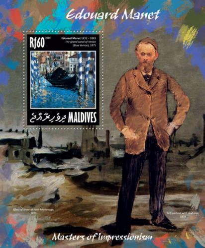 Poštová známka Maldivy 2014 Umenie, Edouard Manet Mi# Block 684 Kat 7.50€