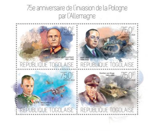 Poštové známky Togo 2014 Napadení Polska, 75. výroèie Mi# 5575-78 Kat 12€