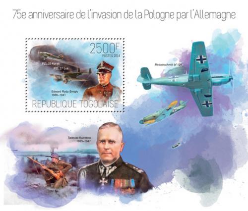 Poštová známka Togo 2014 Napadení Polska, 75. výroèie Mi# Block 937 Kat 10€