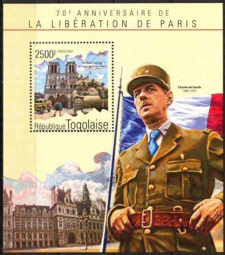Poštová známka Togo 2014 Oslobodenie Paøíže, 70. výroèie Mi# Block 1088 Kat 10€