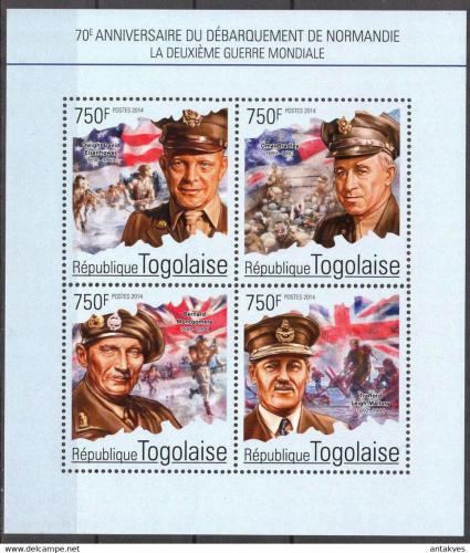 Poštové známky Togo 2014 Vylodení v Normandii, 70. výroèie Mi# 6344-47 Kat 12€