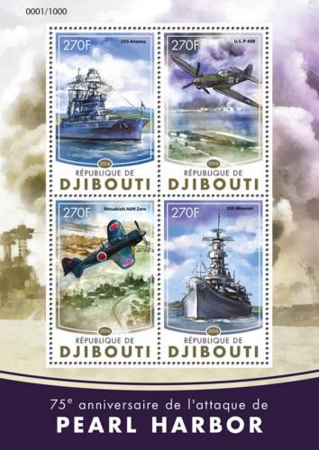 Poštové známky Džibutsko 2016 Útok na Pearl Harbor Mi# 989-92 Kat 12€