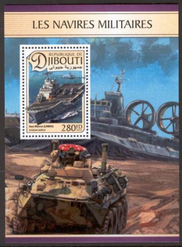 Poštová známka Džibutsko 2016 Vojenské lode Mi# 1343 Block