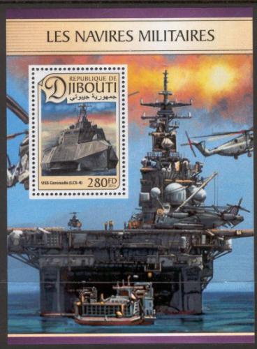 Poštová známka Džibutsko 2016 Vojenské lode Mi# 1345 Block
