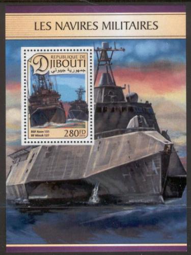 Poštová známka Džibutsko 2016 Vojenské lode Mi# 1346 Block