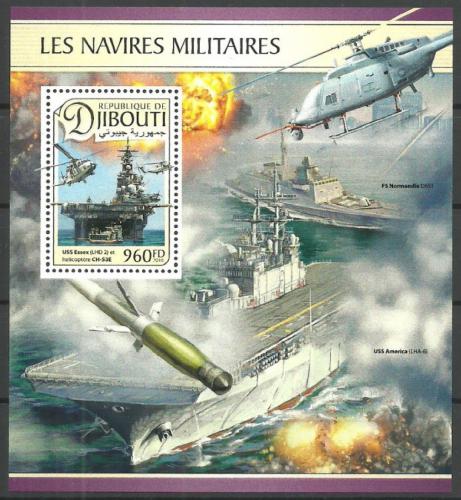 Poštová známka Džibutsko 2016 Vojenské lode Mi# Block 437 Kat 12€