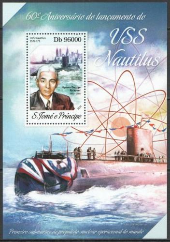 Poštová známka Svätý Tomáš 2014 Atomová ponorka Nautilus Mi# Block 963 Kat 10€