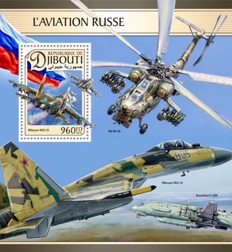 Poštová známka Džibutsko 2016 Ruské vzdušné síly Mi# Block 457 Kat 12€