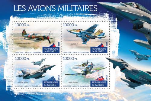 Poštové známky Guinea 2015 Vojenská letadla Mi# 11238-41 Kat 16€