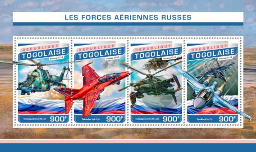 Poštové známky Togo 2016 Ruská letecká armáda Mi# 7759-62 Kat 14€