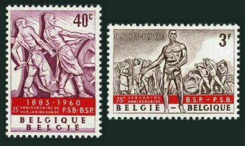 Poštové známky Belgicko 1960 Socialistická strana, 75. výroèie Mi# 1188-89