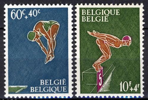 Poštové známky Belgicko 1966 Plávanie Mi# 1425-26