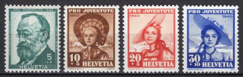 Poštové známky Švýcarsko 1940 ¼udové kroje, Pro Juventute Mi# 373-76