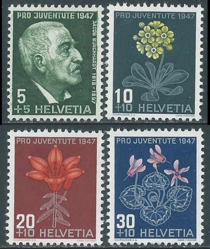 Potov znmky vcarsko 1947 Kvety, Pro Juventute Mi# 488-91 - zvi obrzok